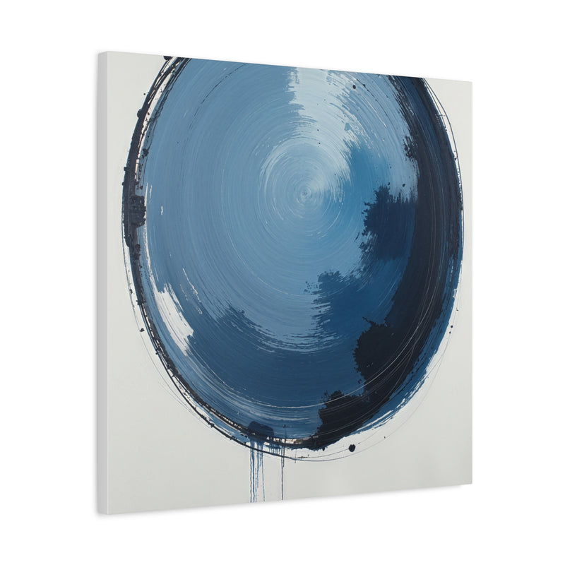 Square Canvas Print - Blue Abstract Circular Artwork