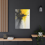 Canvas Art Print- Vivid Chaos: Black & Yellow Ink Explosion