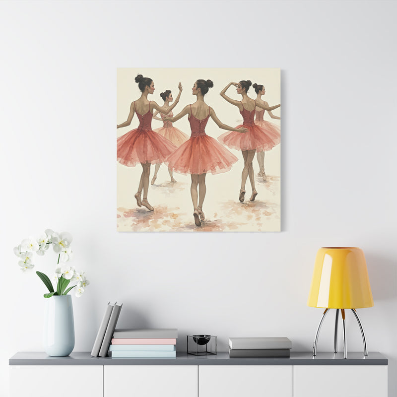 Canvas Wall Art - Ballerinas in Motion Watercolor Print