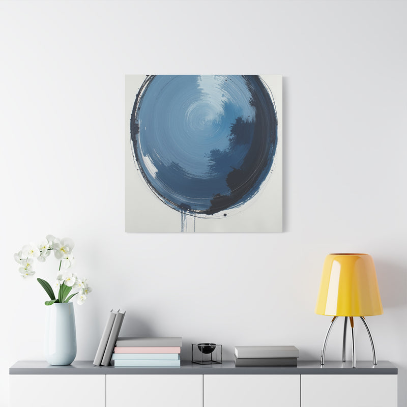 Square Canvas Print - Blue Abstract Circular Artwork