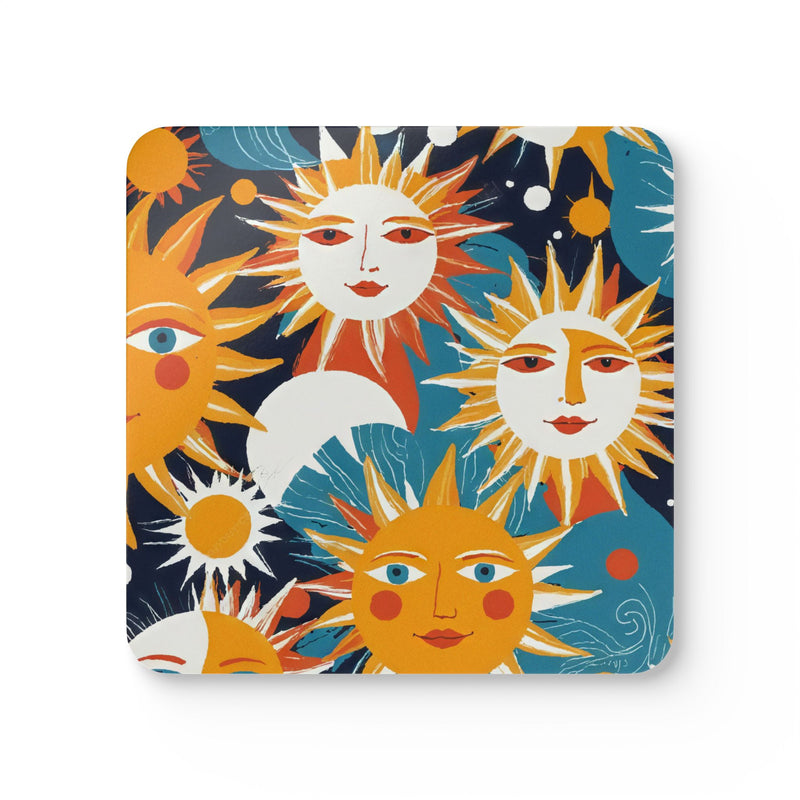 Coaster Set Celestial Sun Faces