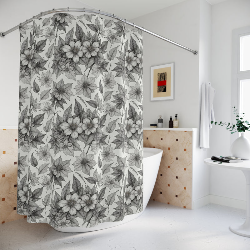 Monochrome Floral Shower Curtain