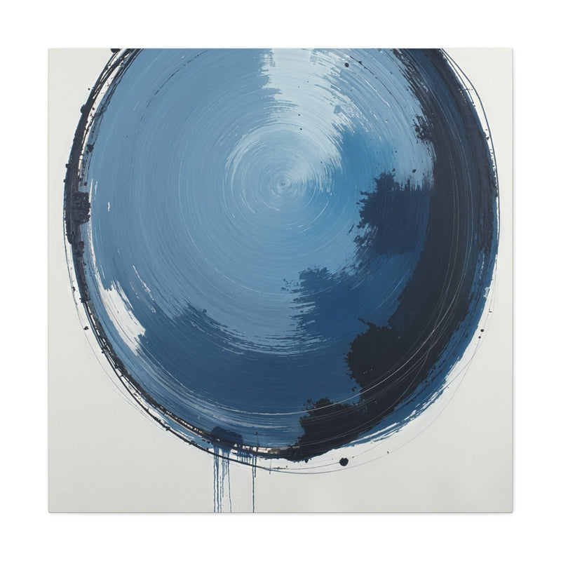 Square Canvas Print - Blue Abstract Circular Artwork