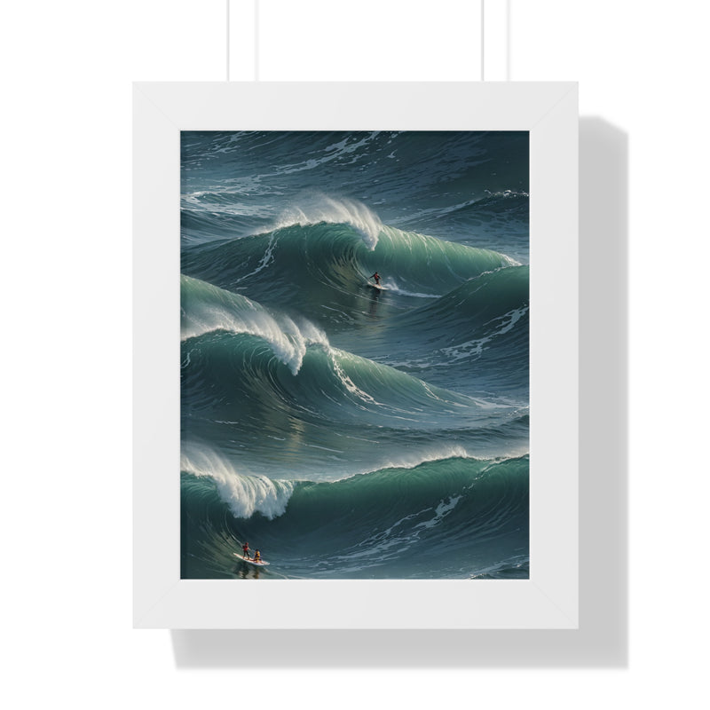 Framed Vertical Poster Print- Surfing Nature's Giants