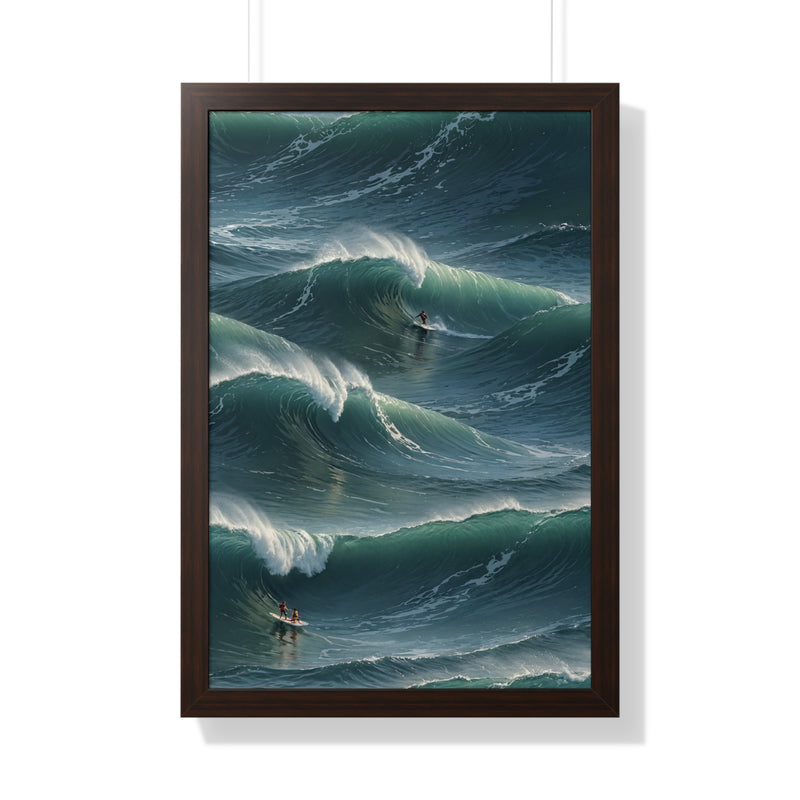 Framed Vertical Poster Print- Surfing Nature's Giants