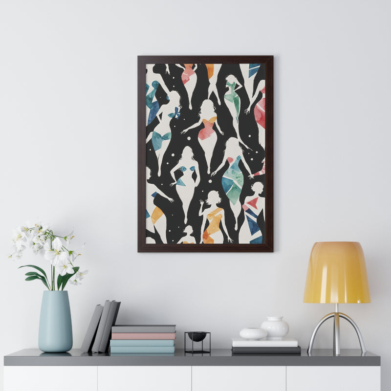 Framed Vertical Poster Print- A Dance of Colors and Shapes