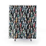 Fashion Shower Curtains - Silhouettes of Women in Vibrant Watercolor Patterns