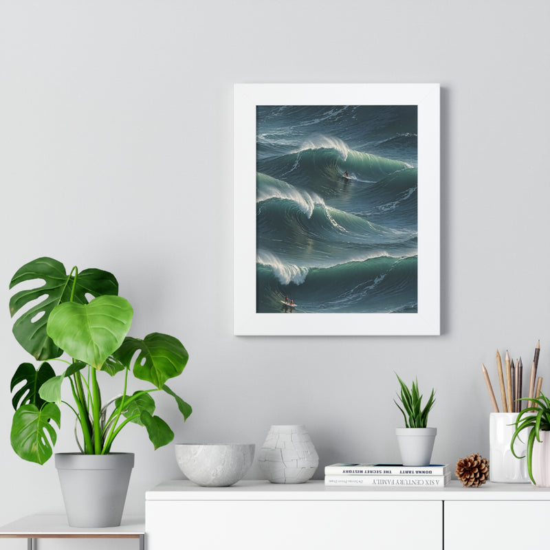 Framed Vertical Poster Print- Surfing Nature's Giants