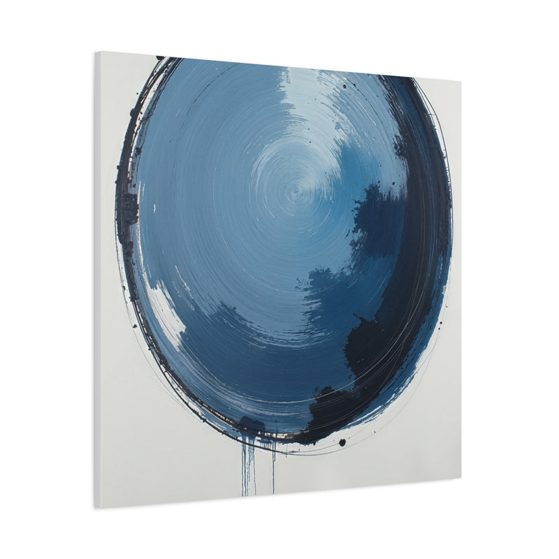 Square Canvas Print - Blue Abstract Circular Artwork