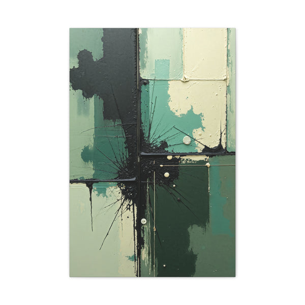 Canvas Wall Art - Abstract Textures in Green & Black "Urban Decay"