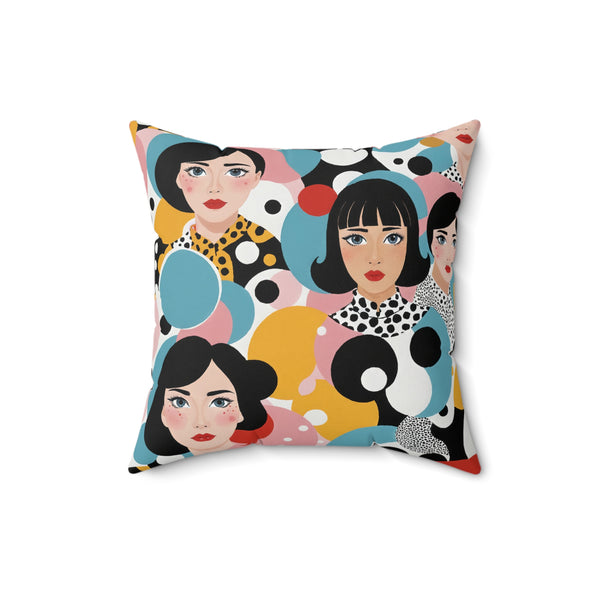 Artistic Feminine Face Throw Pillow - Colorful Decorative Cushion for Home Decor