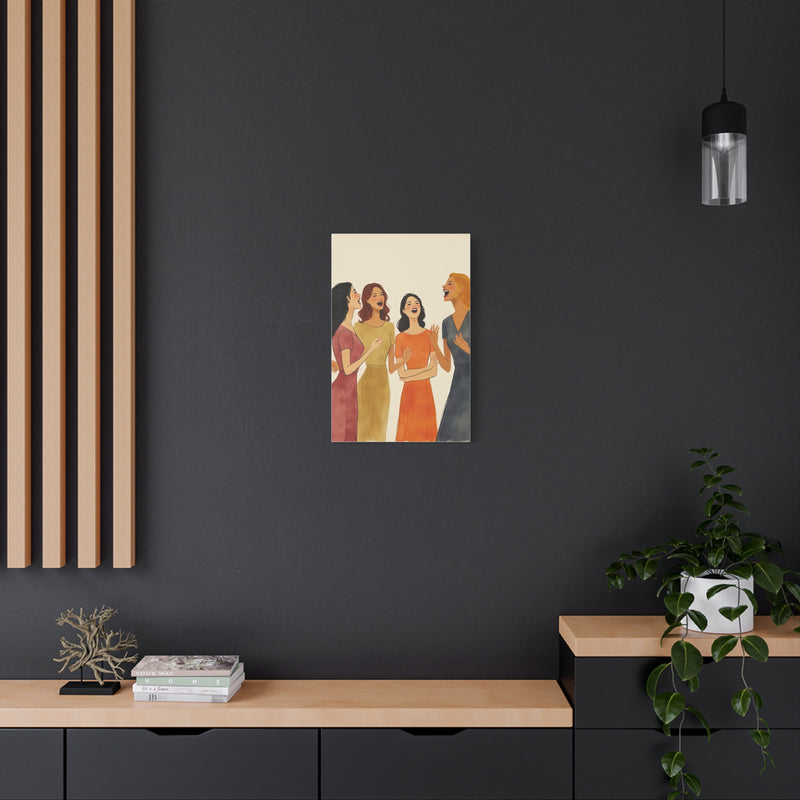 Canvas Wall Art - Women Sharing Laughter and Conversation in Earthy Tones