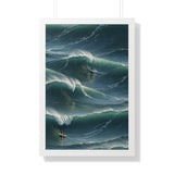 Framed Vertical Poster Print- Surfing Nature's Giants