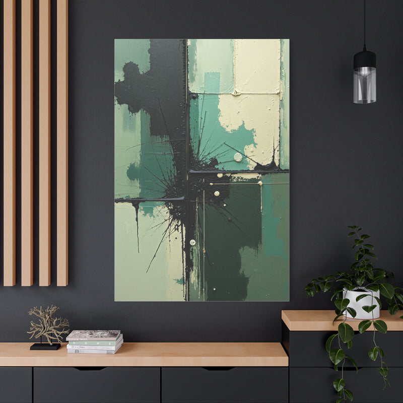 Canvas Wall Art - Abstract Textures in Green & Black "Urban Decay"