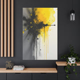 Canvas Art Print- Vivid Chaos: Black & Yellow Ink Explosion