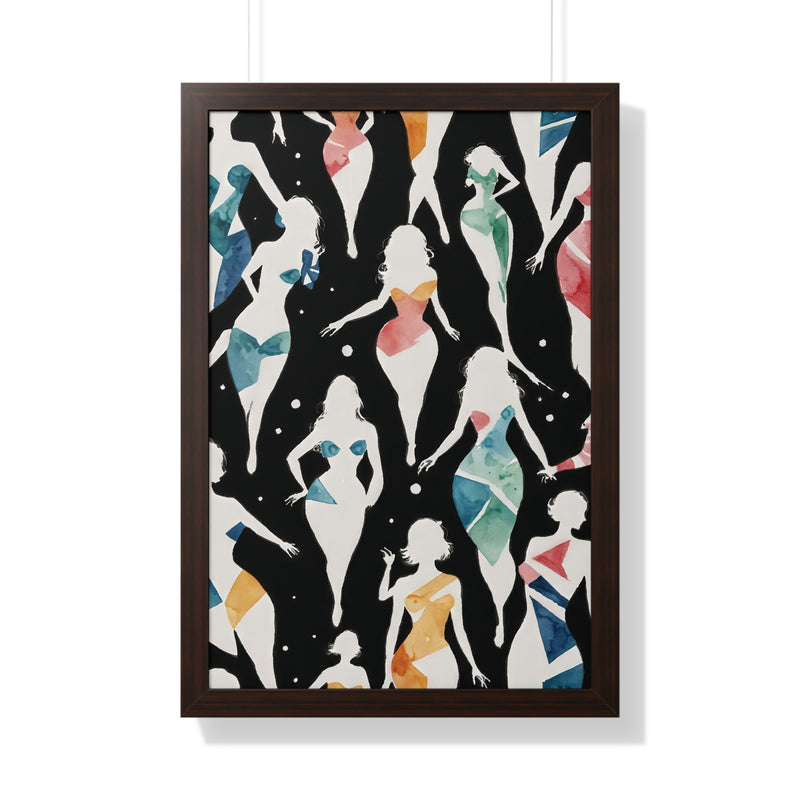 Framed Vertical Poster Print- A Dance of Colors and Shapes