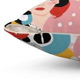 Artistic Feminine Face Throw Pillow - Colorful Decorative Cushion for Home Decor