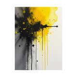 Vertical Poster- Vivid Chaos: Black & Yellow Ink Explosion