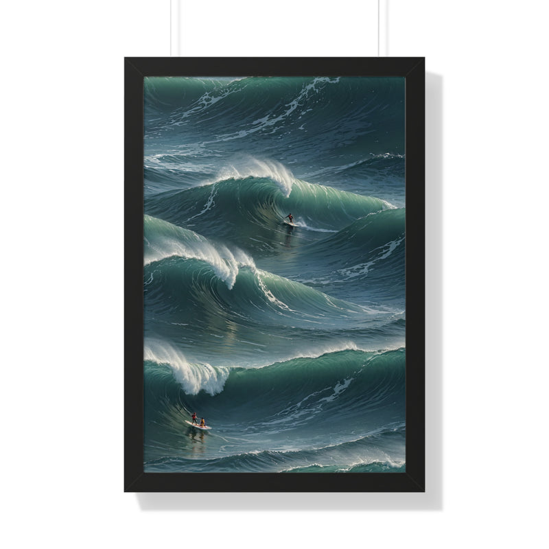 Framed Vertical Poster Print- Surfing Nature's Giants