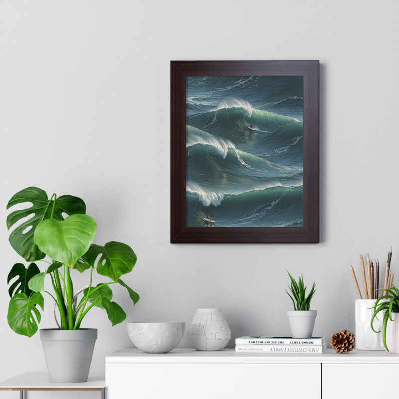 Framed Vertical Poster Print- Surfing Nature's Giants