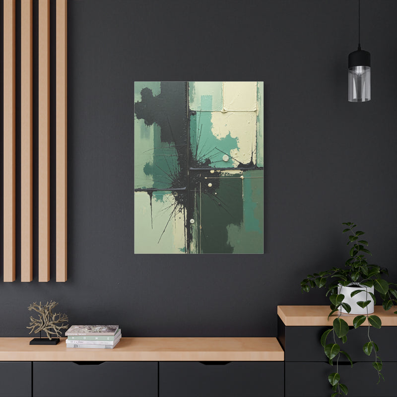 Canvas Wall Art - Abstract Textures in Green & Black "Urban Decay"