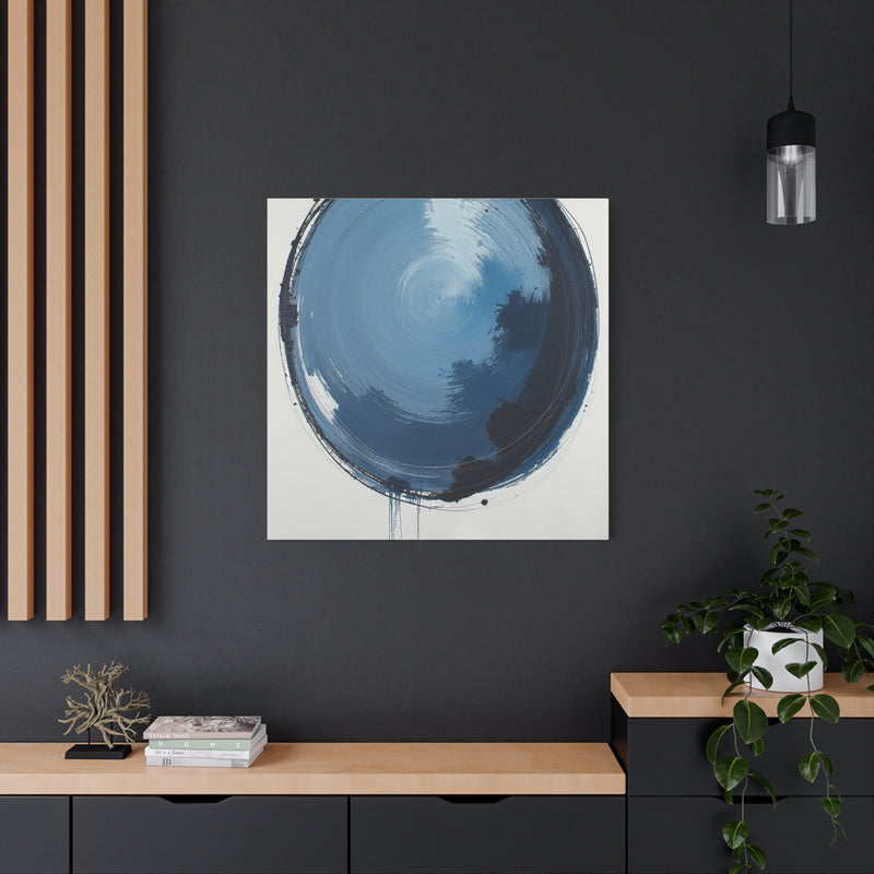 Square Canvas Print - Blue Abstract Circular Artwork