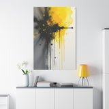 Canvas Art Print- Vivid Chaos: Black & Yellow Ink Explosion