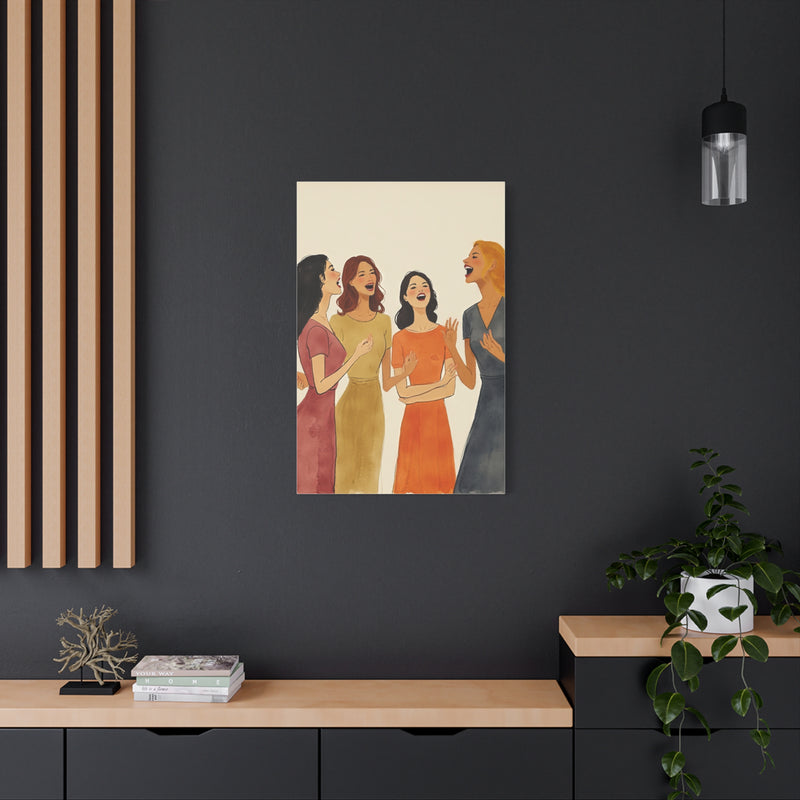 Canvas Wall Art - Women Sharing Laughter and Conversation in Earthy Tones