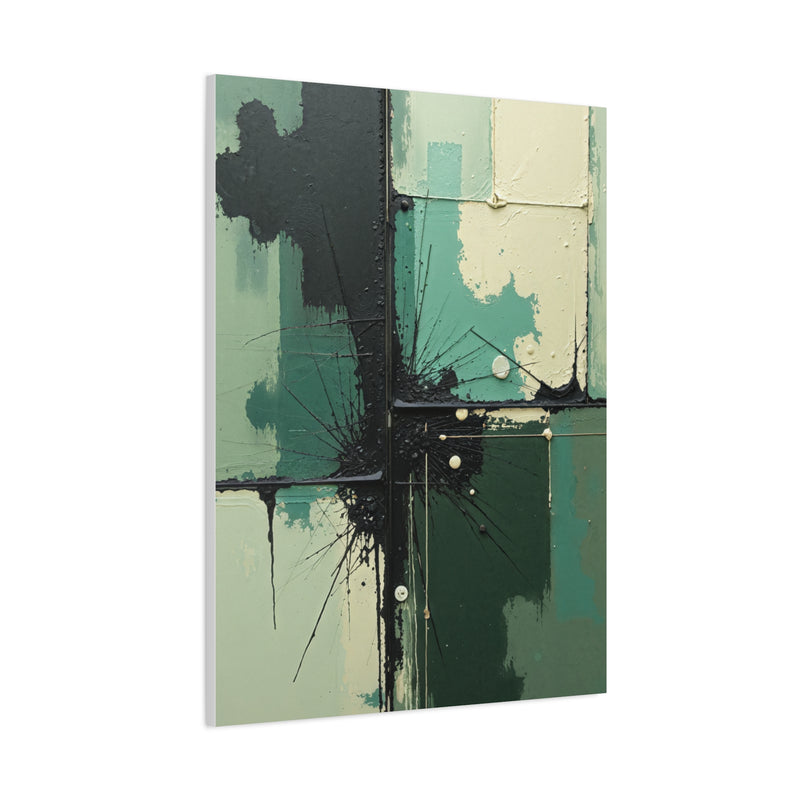 Canvas Wall Art - Abstract Textures in Green & Black "Urban Decay"