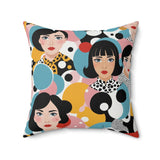 Artistic Feminine Face Throw Pillow - Colorful Decorative Cushion for Home Decor
