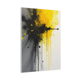 Canvas Art Print- Vivid Chaos: Black & Yellow Ink Explosion