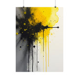 Vertical Poster- Vivid Chaos: Black & Yellow Ink Explosion