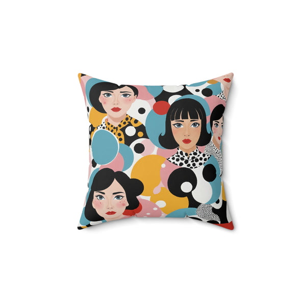 Artistic Feminine Face Throw Pillow - Colorful Decorative Cushion for Home Decor