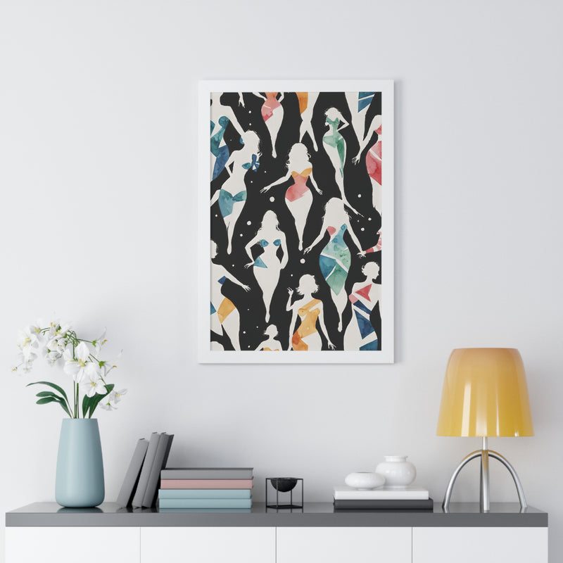 Framed Vertical Poster Print- A Dance of Colors and Shapes