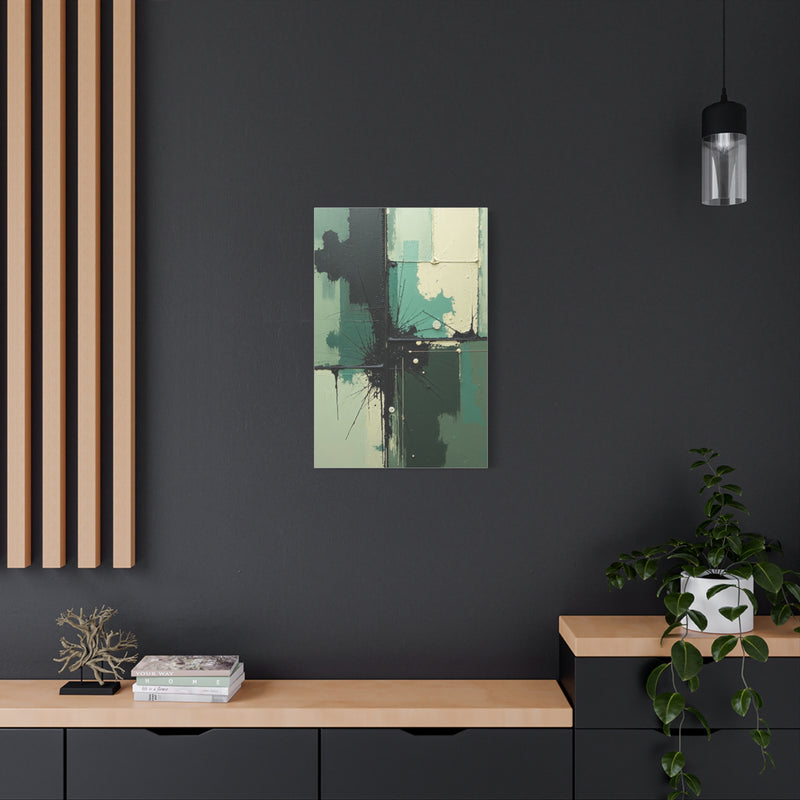 Canvas Wall Art - Abstract Textures in Green & Black "Urban Decay"