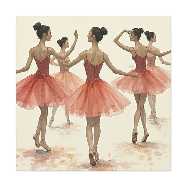 Canvas Wall Art - Ballerinas in Motion Watercolor Print