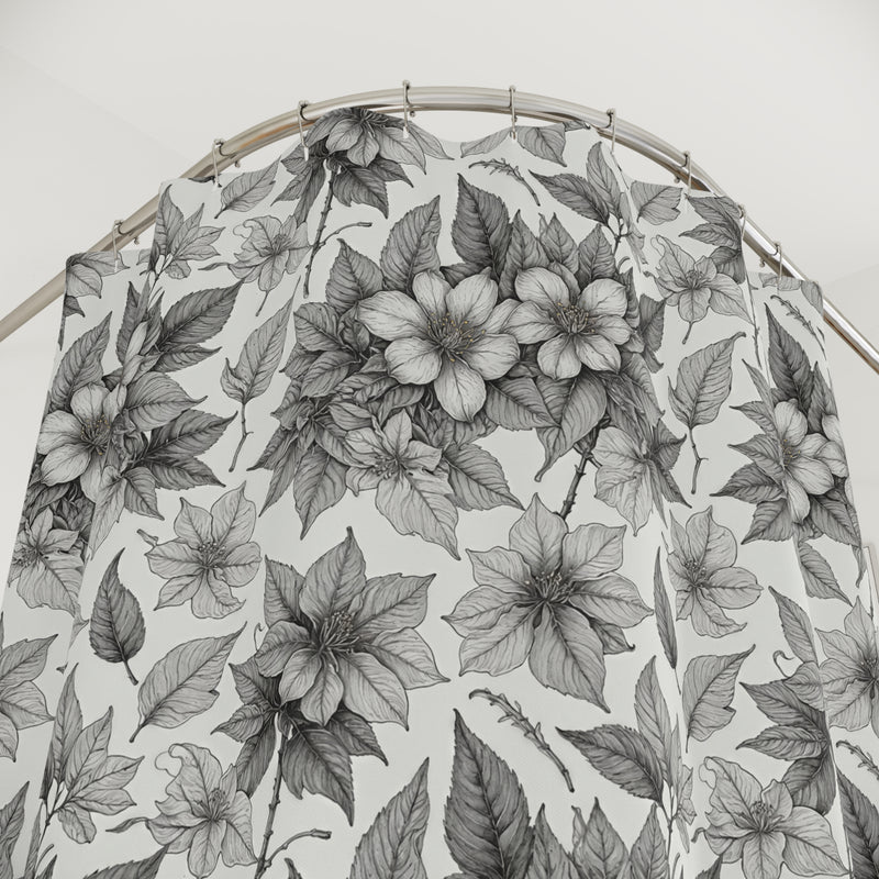 Monochrome Floral Shower Curtain