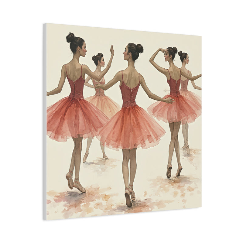 Canvas Wall Art - Ballerinas in Motion Watercolor Print