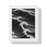 Framed Vertical Poster Print- Battling the Waves