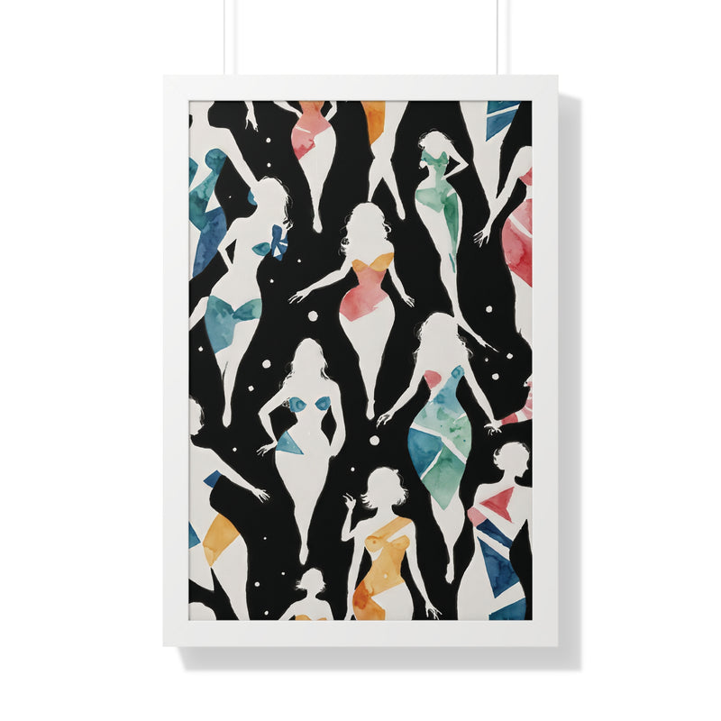 Framed Vertical Poster Print- A Dance of Colors and Shapes