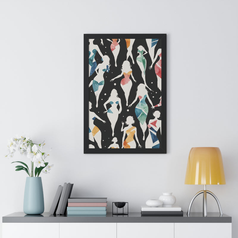 Framed Vertical Poster Print- A Dance of Colors and Shapes