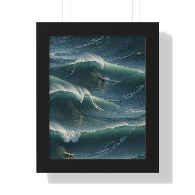 Framed Vertical Poster Print- Surfing Nature's Giants