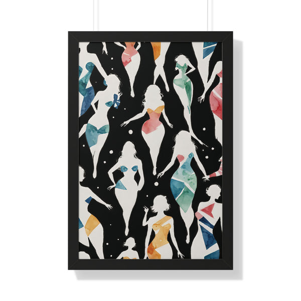 Framed Vertical Poster Print- A Dance of Colors and Shapes