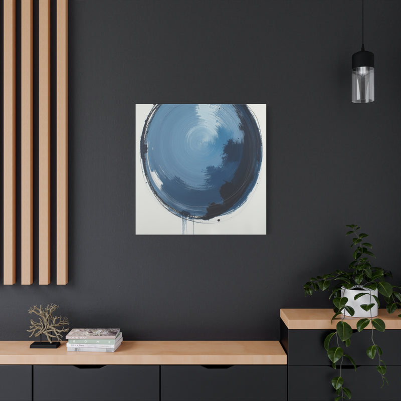 Square Canvas Print - Blue Abstract Circular Artwork