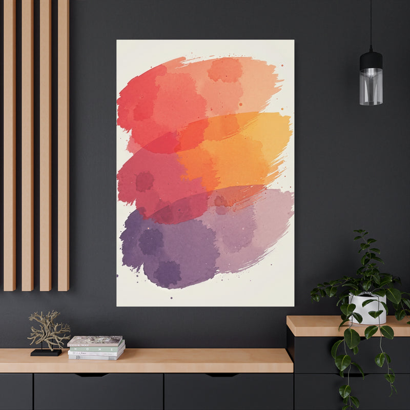 Canvas Wall Art - Abstract Watercolor Brushstrokes "Sunset Harmony"