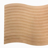 Curved wave-pattern wooden decorative tray in natural wood for jewelry, crystals, and boho home décor styling.