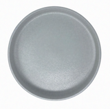 Top view of round white ceramic decorative bowl with minimalist modern design