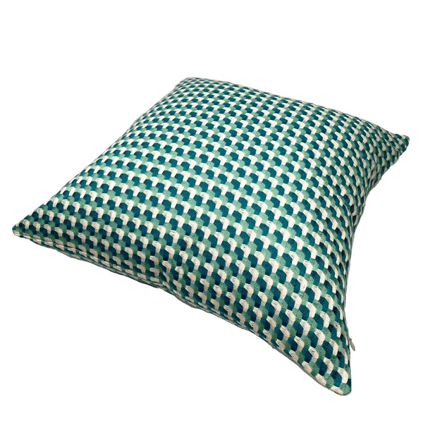 Blue-Green Bianca 18" Checkered Pillow