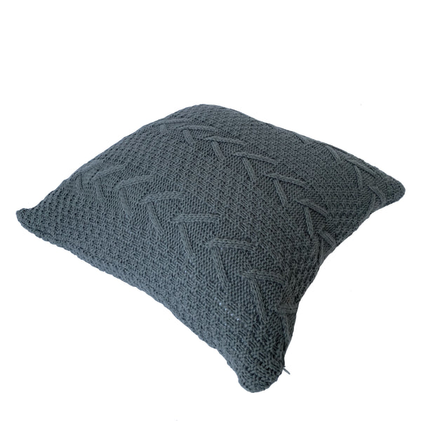 Gray Dominique 18" Knitted Pillow