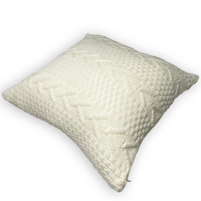 White Dominique 18" Knitted Pillow